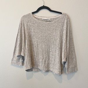 Grey Knit Flowy Sleeve Top